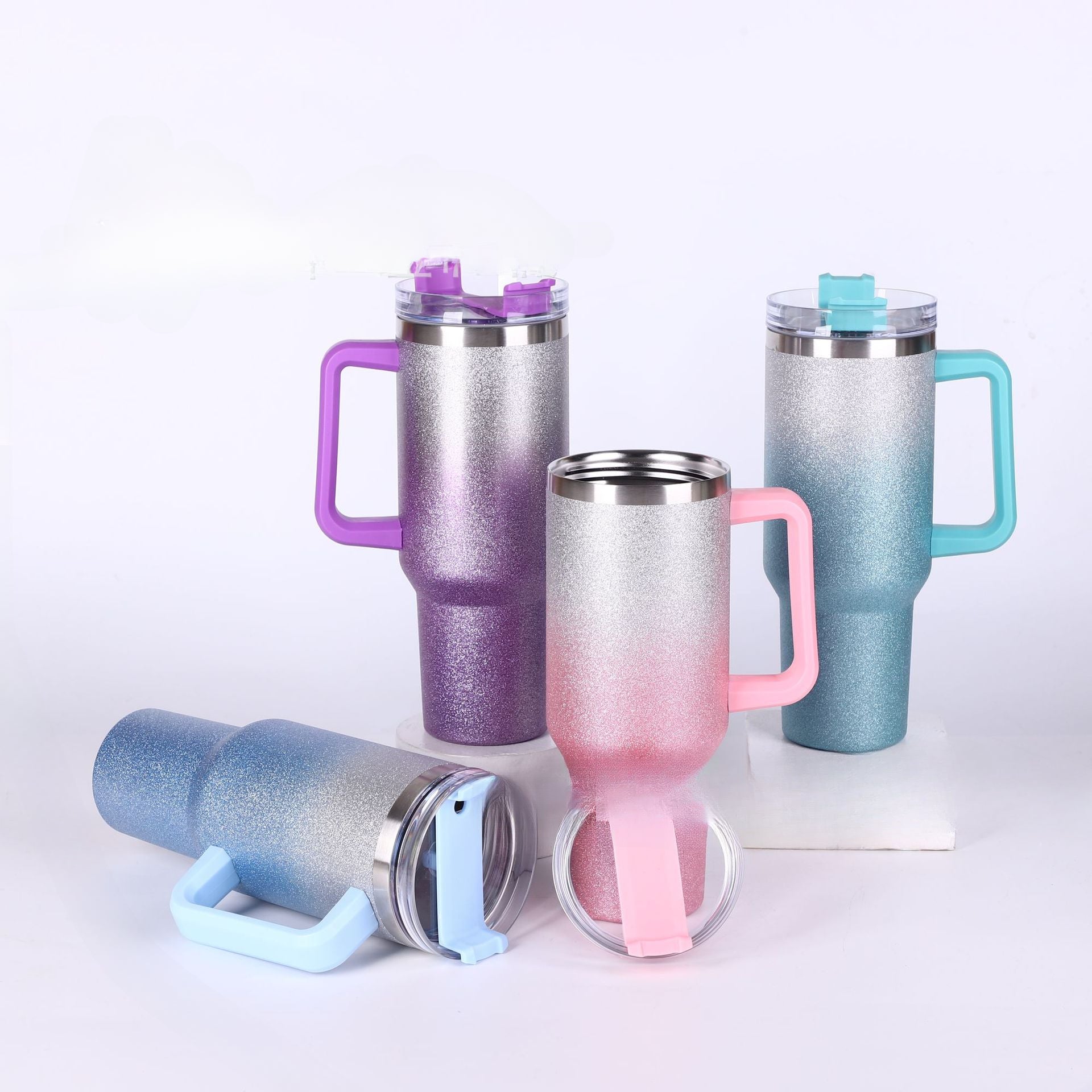 Wholesale Tumbler Diamond Painted Stainless Steel Double Layer 40oz Ice Mug with Handle